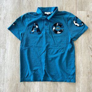Mens Lacoste Sport Blue Polo with Camouflage Letters - M